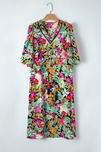 Elegant Women's Green Floral Maxi Dress - Comfortable Summer Style for Casual Outings & Special Occasions
