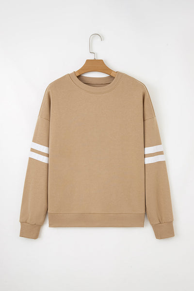 Cozy Women's Varsity Striped Sweatshirt in Soft Cotton Blend - Casual Fit for Effortless Style and All-Day Comfort