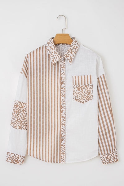 Chic Women's Leopard Print Shirt - Trendy Casual Top in Brown & Black for Effortless Everyday Style