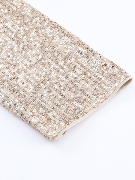 Sequin Embellished V-Neck Short Sleeve Fashion Blouse