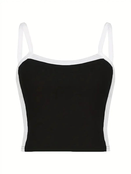 Casual Color Block Sleeveless Spaghetti Strap Basic Tank Top