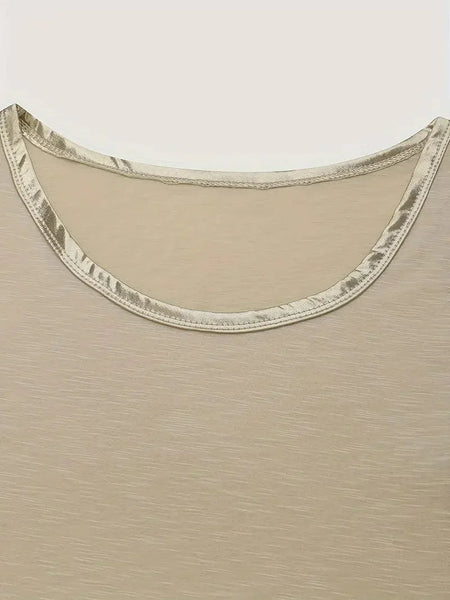 Casual Contrast Trim Crew Neck Sleeveless Tank Top