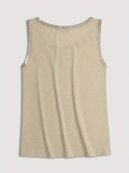 Casual Contrast Trim Crew Neck Sleeveless Tank Top