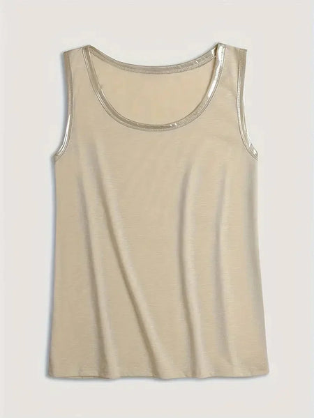 Casual Contrast Trim Crew Neck Sleeveless Tank Top