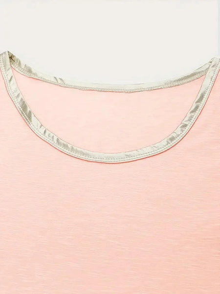 Casual Contrast Trim Crew Neck Sleeveless Tank Top