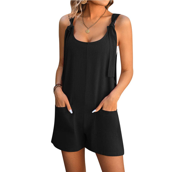 Casual fashion spaghetti strap shorts jumpsuit overalls women