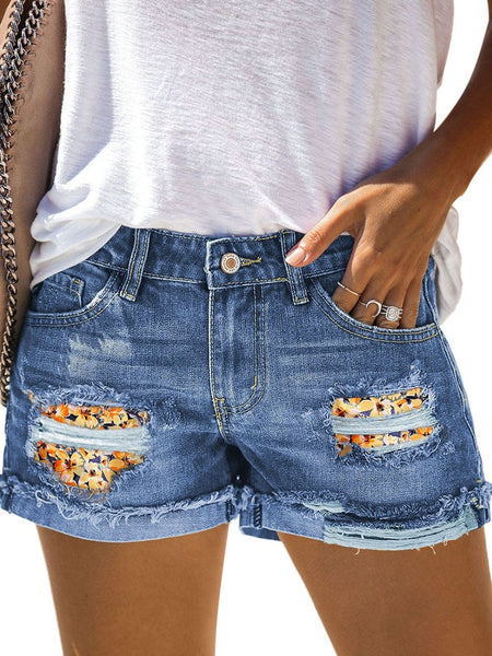 With Holes And Tassels Trendy Denim Straight Breasted Pants