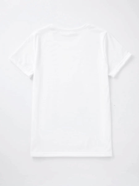 Casual Heart Print Crew Neck Loose Short Sleeve Sports T-Shirt