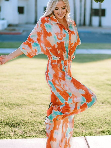 Casual Multicolor Printed Button Shirt Dress
