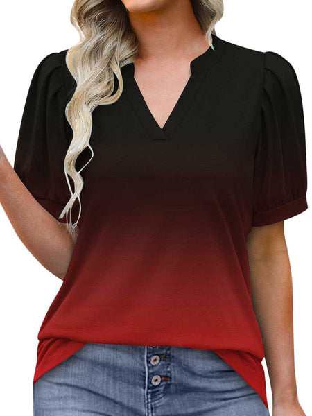 Casual Petal Short Sleeve Tunic Loose Comfy Blouse