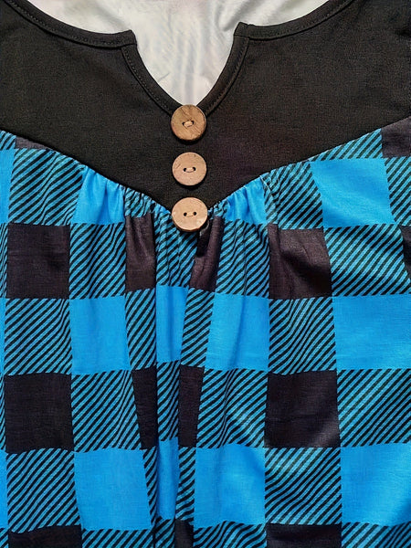 Casual Plaid Print Notch Neck Long Sleeve Button T-Shirt