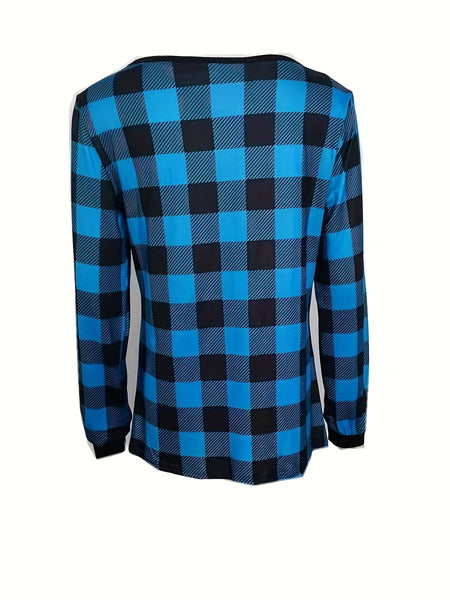 Women's Autumn Harvest Buffalo Plaid Notch Neck Tunic