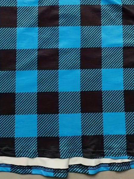 Women's Autumn Harvest Buffalo Plaid Notch Neck Tunic