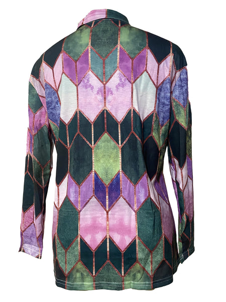 Casual Polo Printed Zipper Lapel Long Sleeve T-shirt