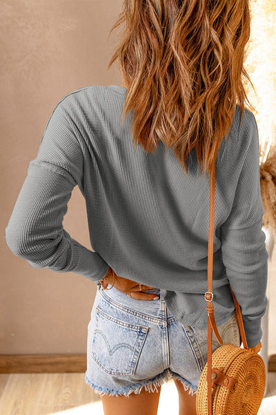 Women's Long Sleeve Henley Shirt with practical styling and dependable silhouette control.