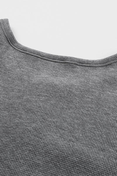 Textured Waffle Knit Henley Top with Button Placket with practical styling and dependable silhouette control.