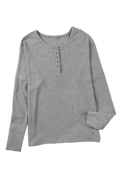 Textured Waffle Knit Henley Top with Button Placket with practical styling and dependable silhouette control.
