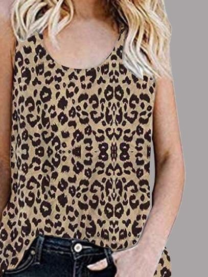 Women's Sleeveless Leopard Print Vest Top