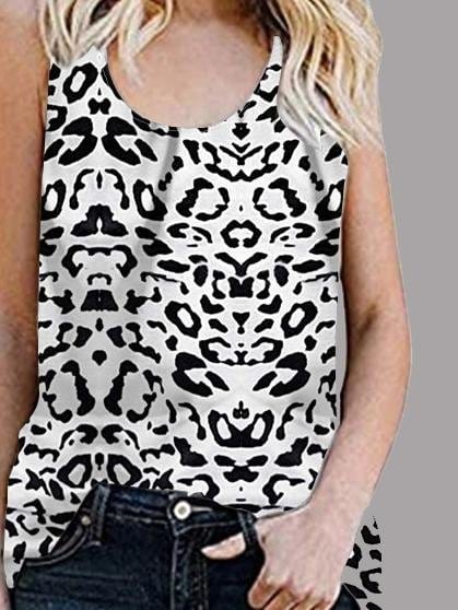 Women's Sleeveless Leopard Print Vest Top