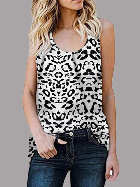 Women's Sleeveless Leopard Print Vest Top