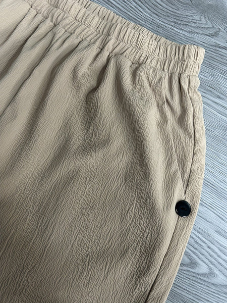 Casual Solid Elastic Waist Pockets Loose Pants