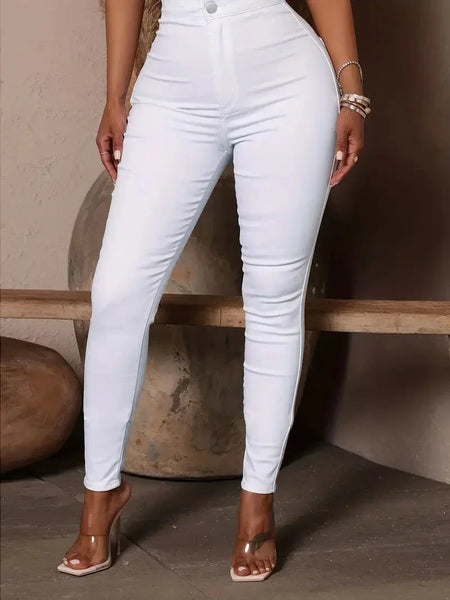 Casual Solid Slim Fit Skinny Pockets Pants