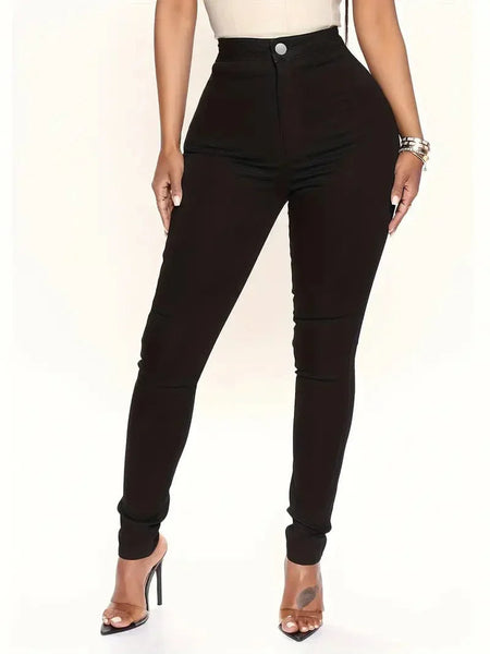 Casual Solid Slim Fit Skinny Pockets Pants