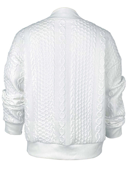 Solid White Knit Jacket with Zipper with practical styling and dependable silhouette control.