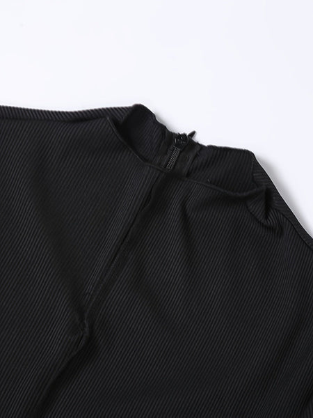 Casual Stylish Long Sleeve Solid High Collar Skinny Fit Jumpsuit