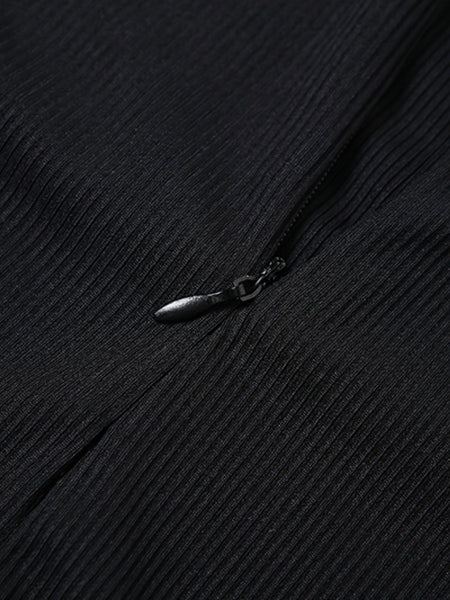 Casual Stylish Long Sleeve Solid High Collar Skinny Fit Jumpsuit