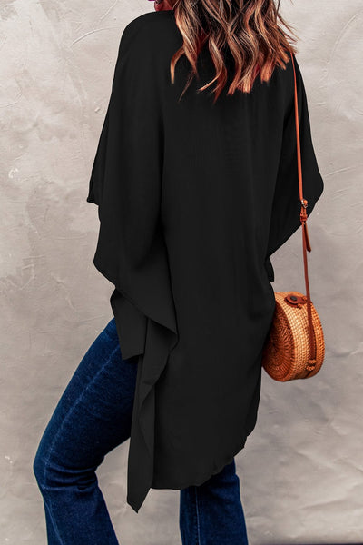 Women's Casual V-Neck Short Sleeve Chiffon Blouse