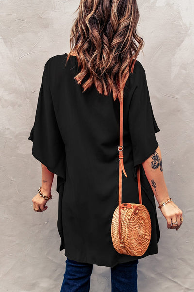 Women's Casual V-Neck Short Sleeve Chiffon Blouse