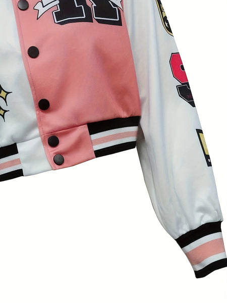 Women's Plus Size Colorblock Varsity Jacket in Plus Size Outerwear