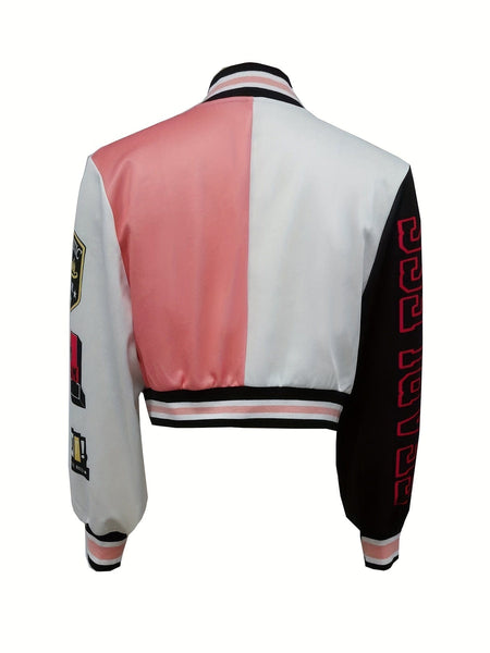 Women's Plus Size Colorblock Varsity Jacket in Plus Size Outerwear
