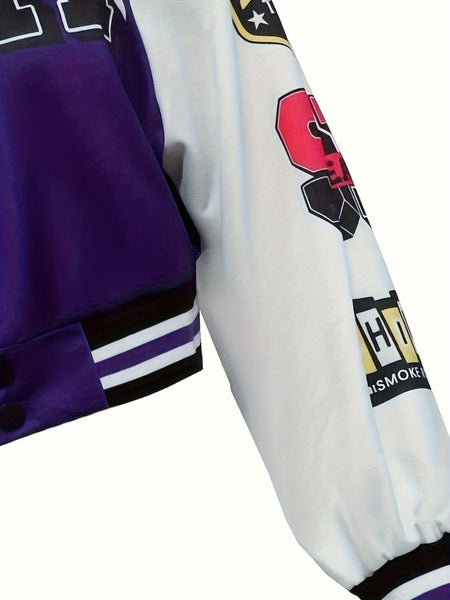 Women's Plus Size Colorblock Varsity Jacket in Plus Size Outerwear
