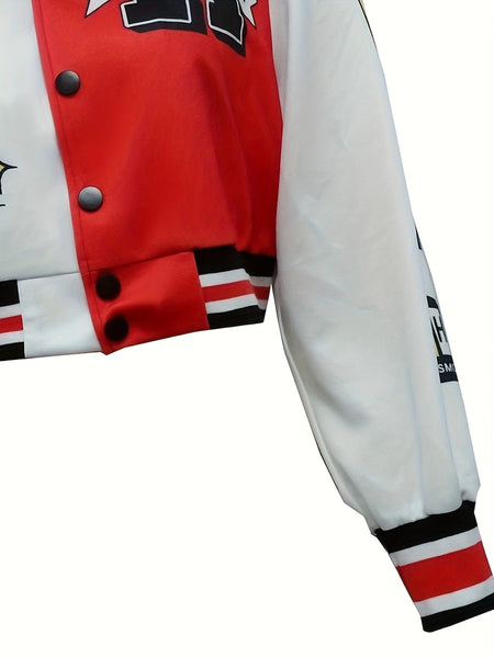 Women's Plus Size Colorblock Varsity Jacket in Plus Size Outerwear