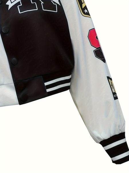 Women's Plus Size Colorblock Varsity Jacket in Plus Size Outerwear