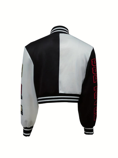 Women's Plus Size Colorblock Varsity Jacket in Plus Size Outerwear