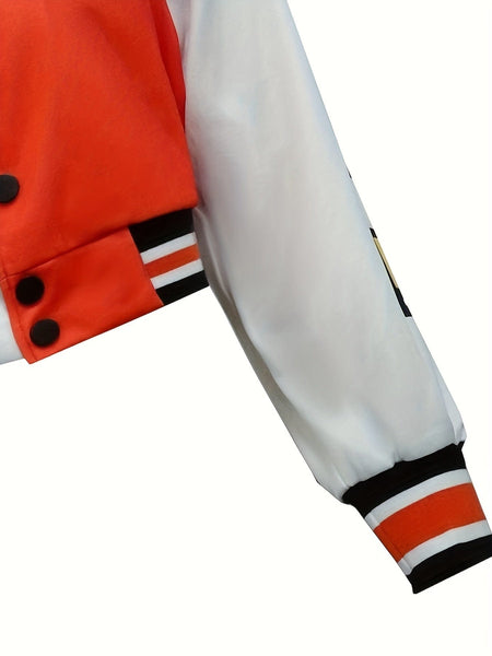 Women's Plus Size Colorblock Varsity Jacket in Plus Size Outerwear