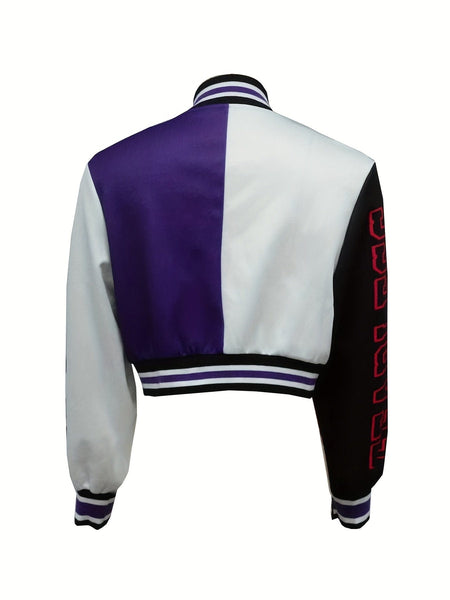 Women's Plus Size Colorblock Varsity Jacket in Plus Size Outerwear
