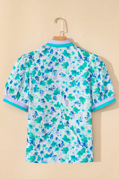 Flattering Women's Puff Sleeve Blouse in Soft Pastel Shades - Perfect for Casual and Dressy Outings