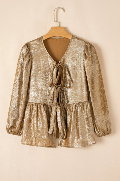 Chic Women's Ruffle Hem Blouse in Soft Pastel Colors - Flowy Fit for Casual or Dressy Occasions