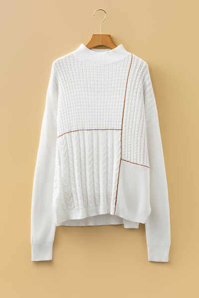 Women's Mixed Stitch High Neck Sweater in Cream and Russet with practical styling and dependable silhouette control.