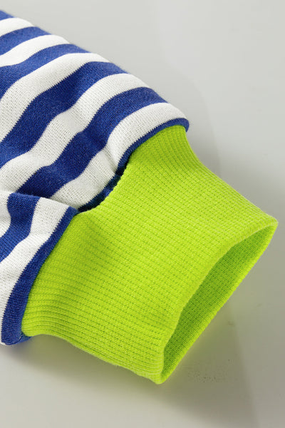 Women's Breton Stripe Cotton Sweatshirt with Neon Trim