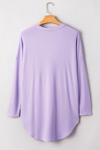 Plus Size Women's Cozy Orchid Petal Waffle Knit Cardigan - Stylish Button Front Layer for Effortless Comfort