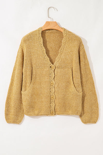 Cozy Soft Knit Women's Lantern Sleeve Cardigan - Stylish Layering Essential for Fall and Winter Outfits