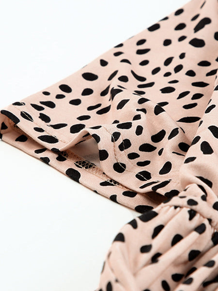 Temperament Floral Casual Strap Waist Round Neck Mini Dress