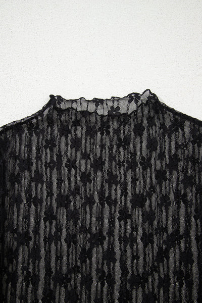 Elegant Black Sheer Blouse for Women - Lightweight, Trendy Fit with Stylish Design for Casual and Evening Wear