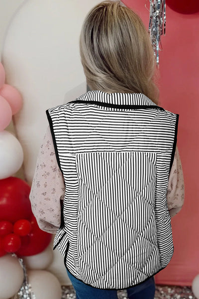 Cozy Women's Striped Winter Vest - Stylish Layering Piece in Classic Colors for Effortless Warmth and Comfort
