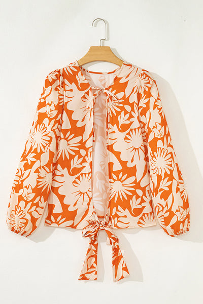 Lightweight Women's Orange Floral Blouse - Stylish Short Sleeve Summer Top with Relaxed Fit for Effortless Comfort